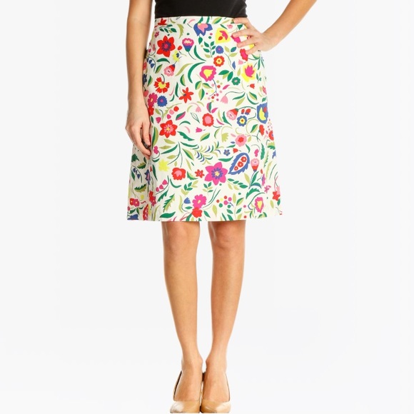 Boden White Printed Side Pockets A-Line Women’s Skirt - 8 - Picture 5 of 15